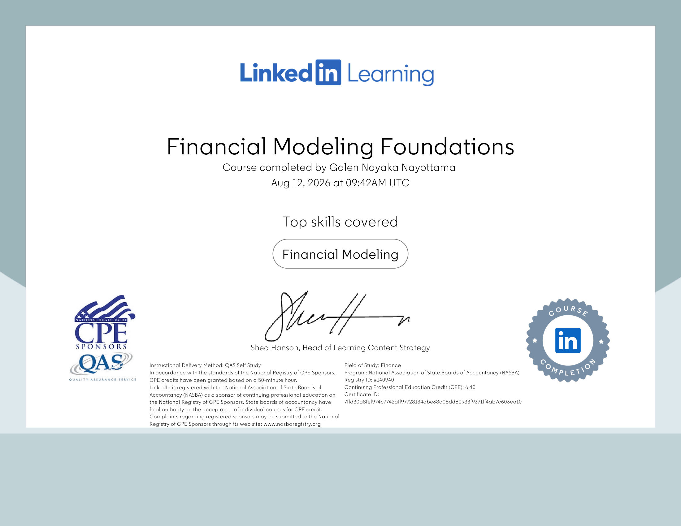 Financial Modeling Foundations Certificate